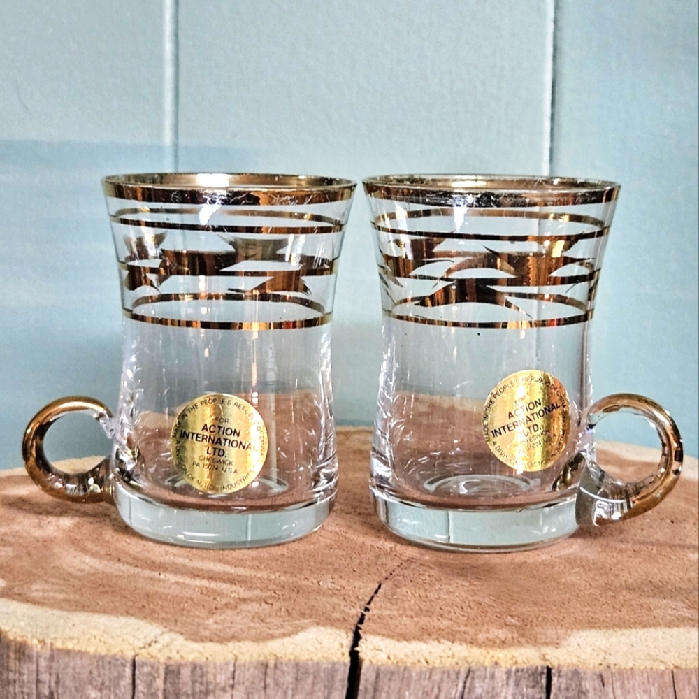 Action International Set of 2 Turkish/ Espresso Coffee Cups Vintage